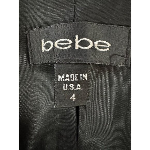 Bebe Satin Waisted Jacket Size 4 Black Polyester Blend - Picture 11 of 16